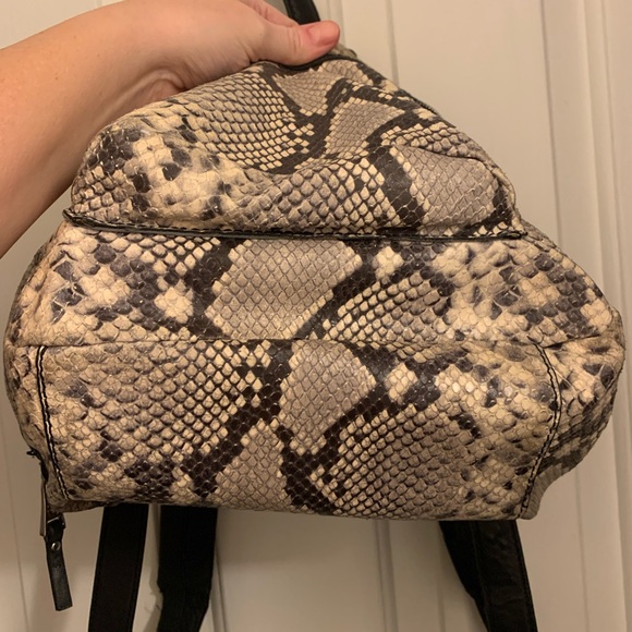Ash Black and Cream Python Snake Print Backpack - Picture 11 of 12